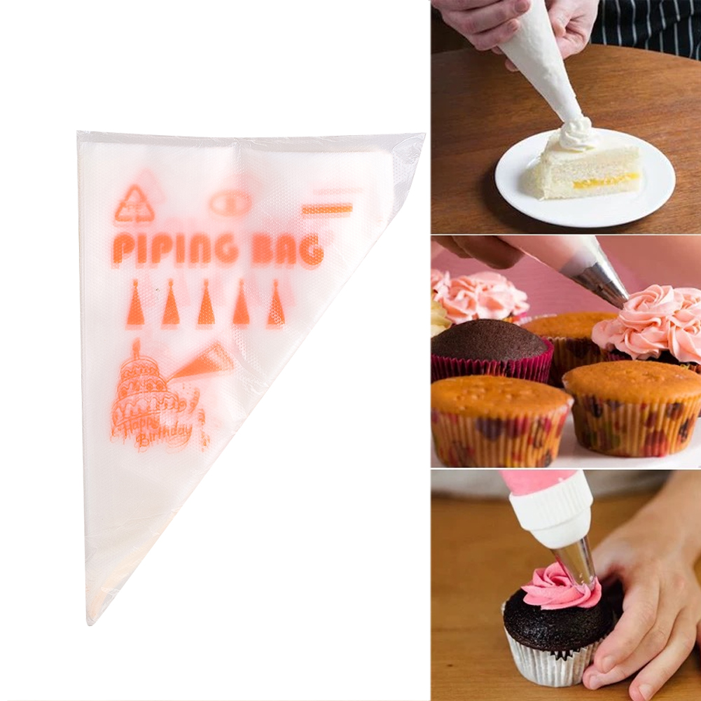 Piping Bag Disposable - ถุงบีบครีมแบบหนา 100 ชิ้น ถุงบีบเค้ก DIY ถุงแต่งหน้าเค้ก