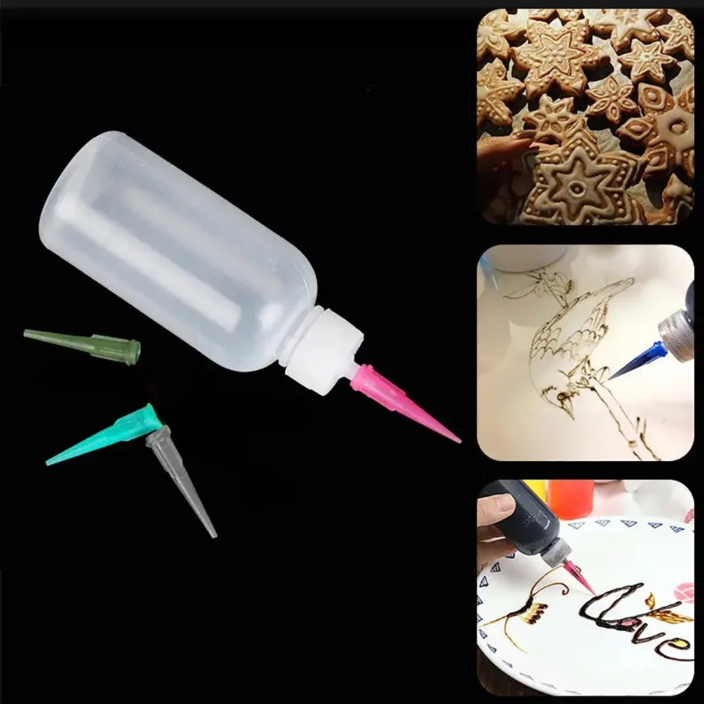Kitchen Baking Drawing - 30ML ครีม Jam ภาพวาดบีบขวด 4 หัวฉีดเค้กตกแต่งเบเกอรี่ขวด