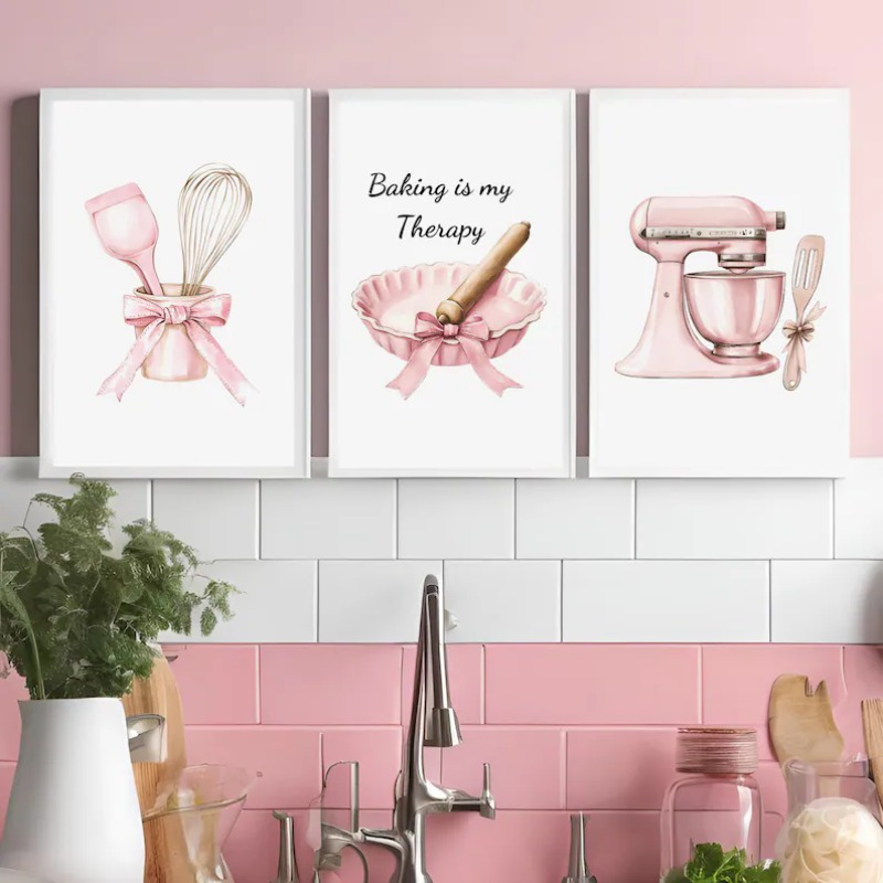 Kitchen And Baking Life - Retro สีชมพูครัวน่ารัก Mixer & เบเกอรี่เครื่องมือ Baking