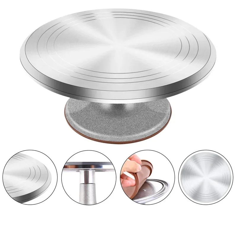 Kitchen Baking Table - 12 นิ้วเบเกอรี่เครื่องมืออลูมิเนียมเค้กวันเกิด Turntable พลาสติกเซรามิค Turntable แก้ว