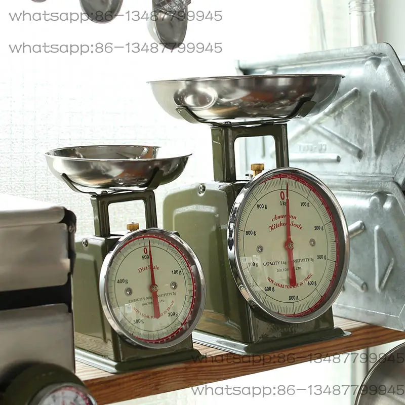 Kitchen Baking Table - เครื่องชั่งน้ำหนักแบบสปริงสำหรับร้านอาหาร จานชั่งแบบย้อนยุคสำหรับทำขนมในครัว รับน้ำหนักได้ 1 กิโลกรัม ความสูง