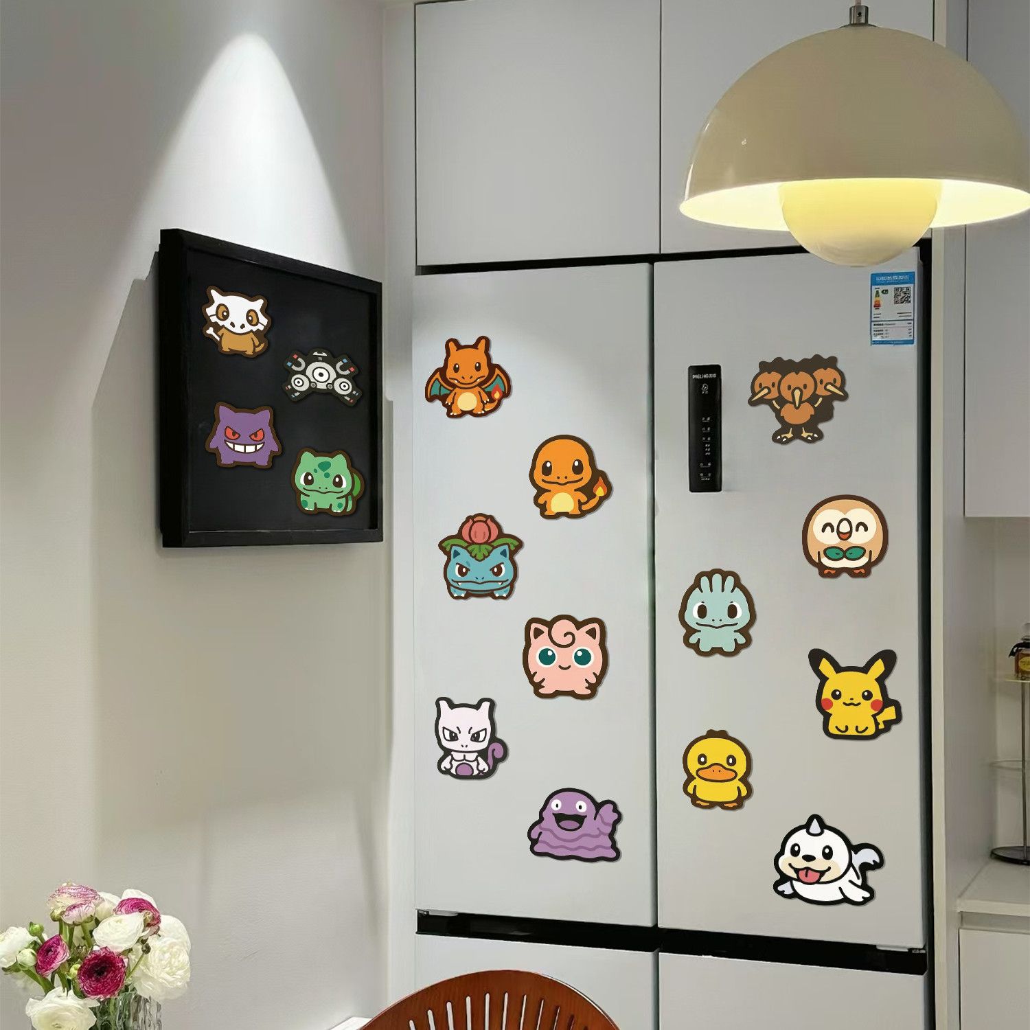 Kitchen Baking Storage - แม่เหล็กติดตู้เย็นลายการ์ตูนโปเกมอนหลากหลายสไตล์ สติ๊กเกอร์แม่เหล็ก PVC ตกแต่งประตูตู้เย็นในครัว ของสะสม ของที่ระลึก