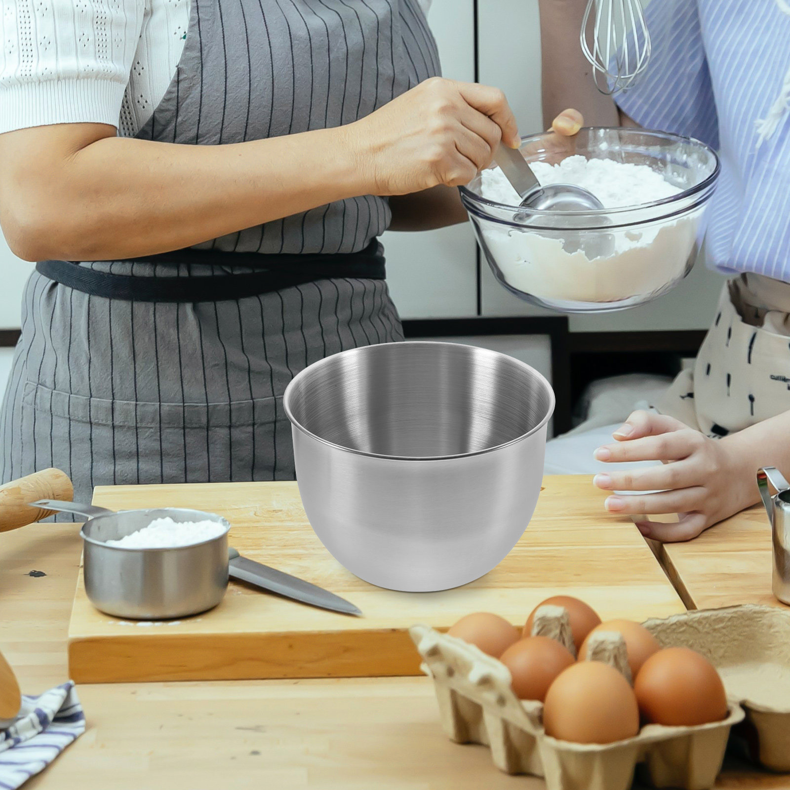 Kitchen Baking Storage - ชามผสมสแตนเลสหนา ชามโลหะหนาสำหรับทำอาหาร อบขนม นวดแป้ง สลัด เตรียมอาหาร
