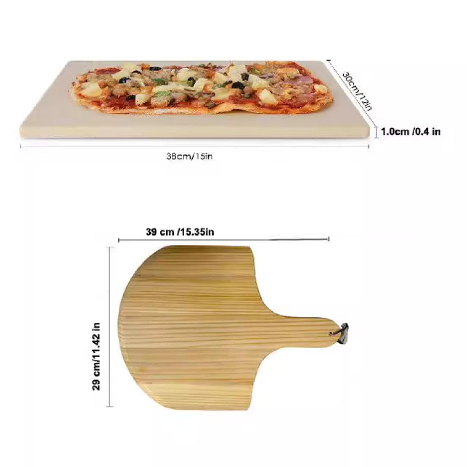 Baking Kitchen At Home - ชุดเตาอบพิซซ่าพร้อมถาดเซรามิกและไม้พายสำหรับอบเค้กและพิซซ่าที่บ้าน