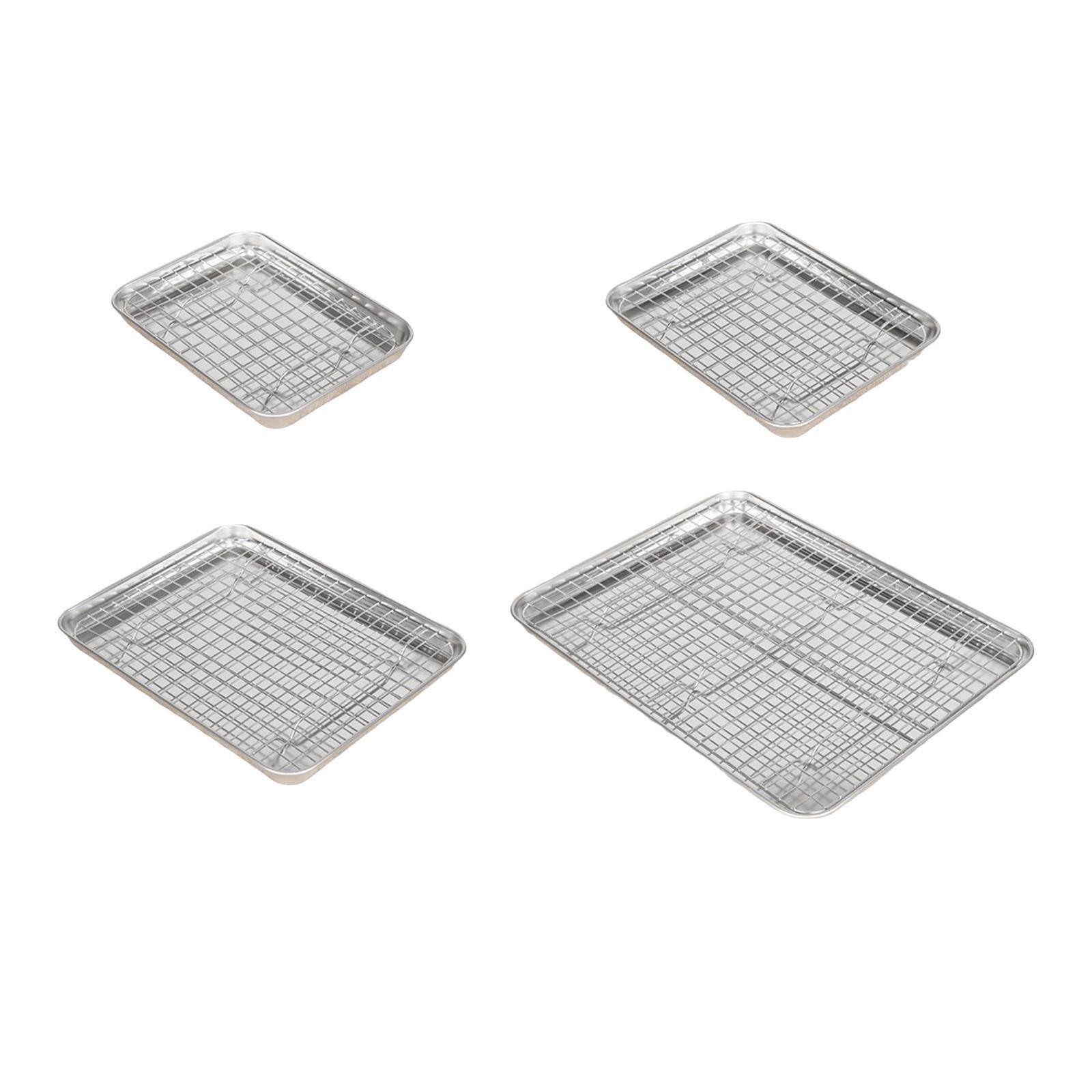 Kitchen Baking Tray Set - ถาดอบพร้อมตะแกรงลวด ชุดอุปกรณ์อบขนมสแตนเลสทนทาน สำหรับอบคุกกี้ ขนมปัง อุปกรณ์ครัว