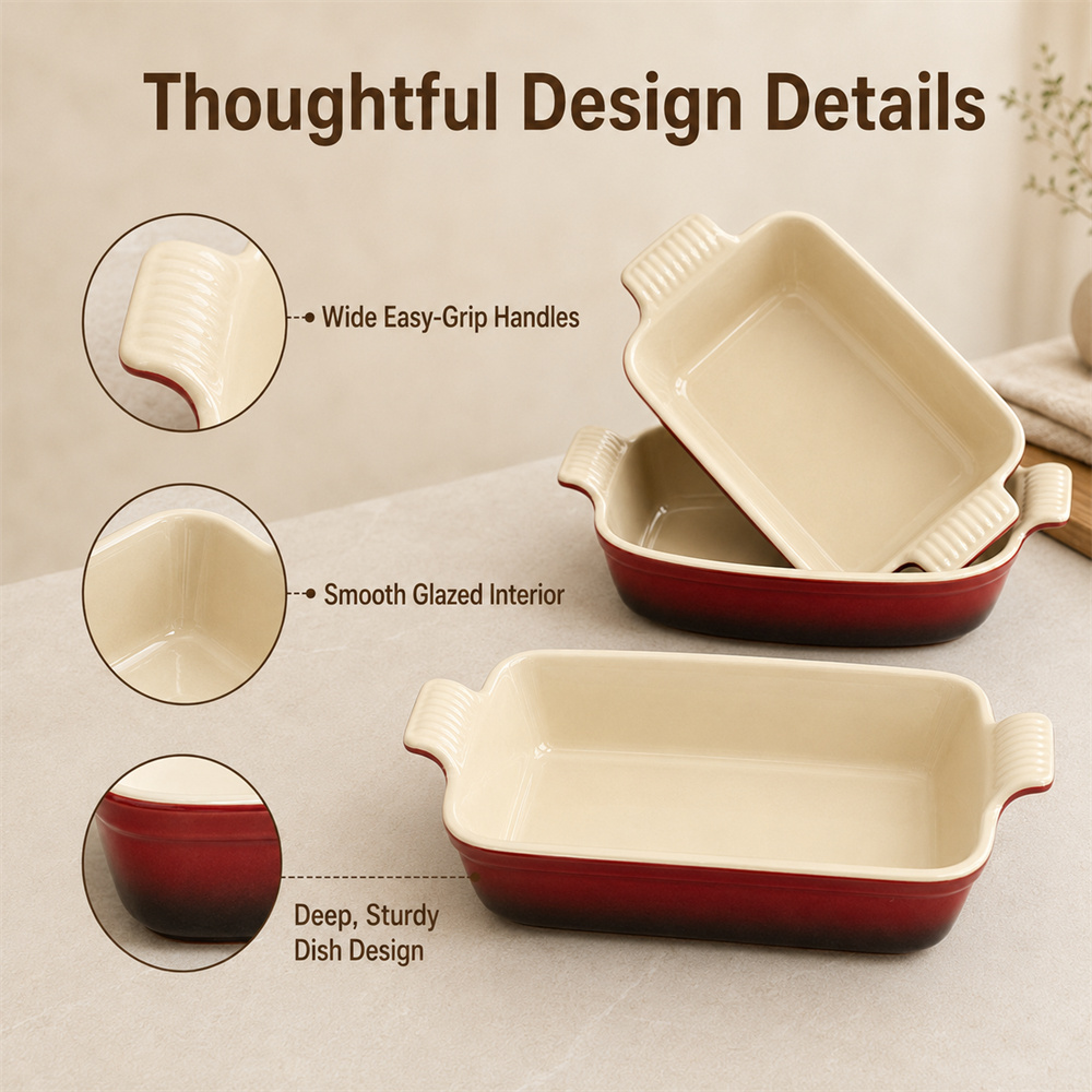 Le Creuset จานอบเซรามิกทรงสี่เ - Kitchen Baking Table บทวิจารณ์และราคา