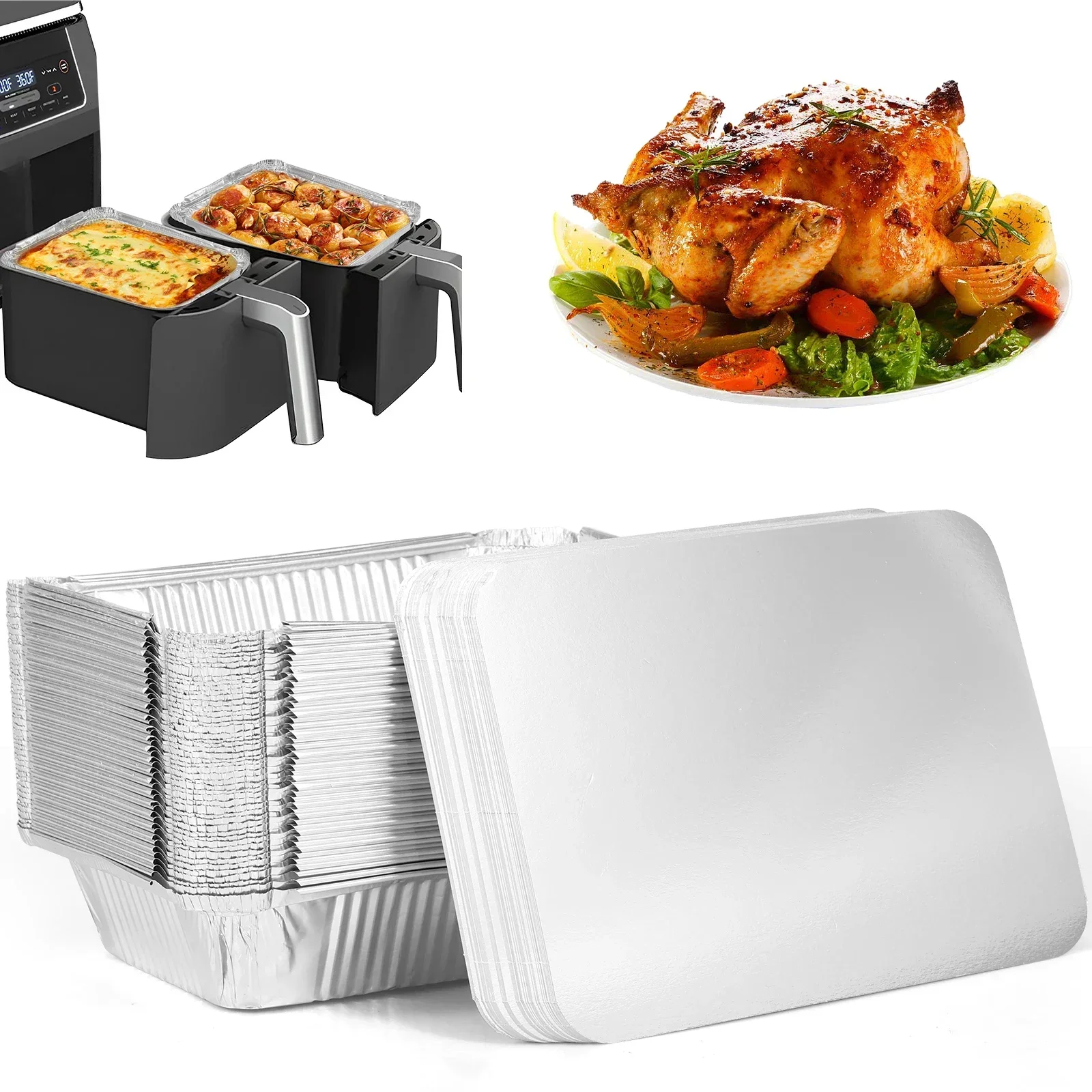 50/100pcs อลูมิเนียมฟอยล์ถาดพร - Kitchen Baking Tray Set บทวิจารณ์และราคา