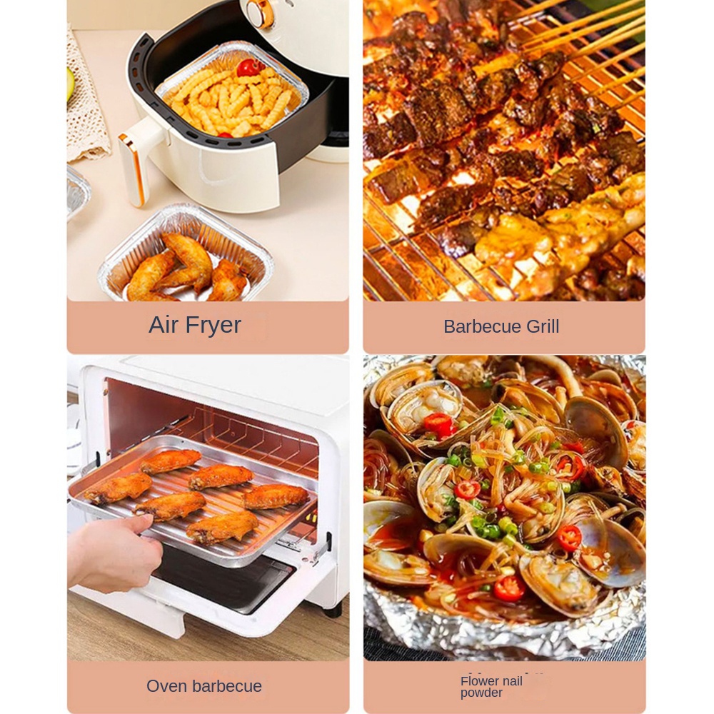 กระทะฟอยล์อลูมิเนียมหม้อทอด Ai - Kitchen Baking Containers บทวิจารณ์และราคา