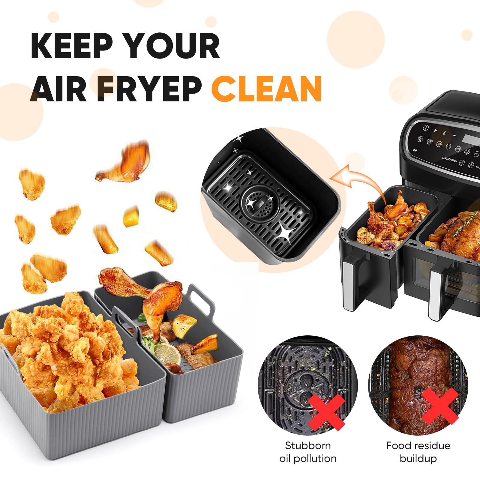 2 ชิ้นชุดซิลิโคน Air Fryer Mat - Kitchen Baking Tray Set บทวิจารณ์และราคา